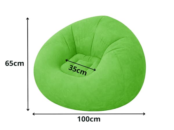 Uppblåsbar sittpuff velour Grön