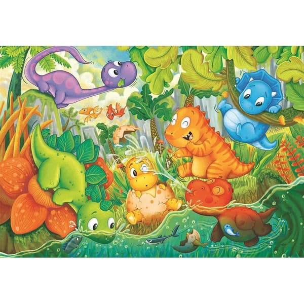 Dinosaurier Lycklig Oas 24-delars Maxi Pussel