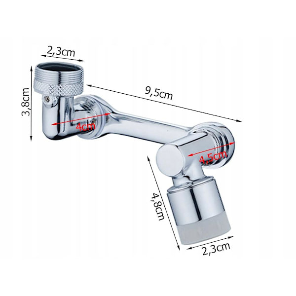 Munnstykke til Kran - 1080° Roterende Kjøkkenkran Adapter Silver
