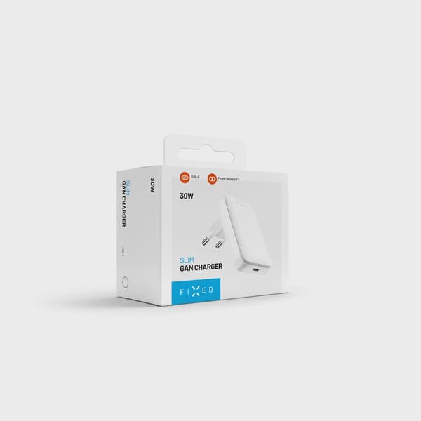 FIXED Slim GaN 90 Super Snabb 1x USB-C laddare 30W Vit