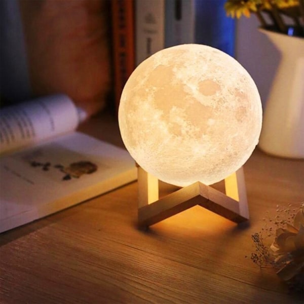 Lampe - Moon Lamp 15 cm / Natlampe - Månelampe - Justerbar farve Multicolor