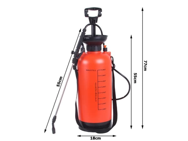 Tryckspruta 8 L - Handpumpad trädgårdsspruta med bärrem