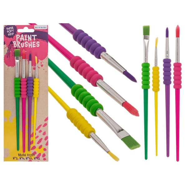 4-Pack - Penslar - Målarpenslar med mjukt grepp multifärg