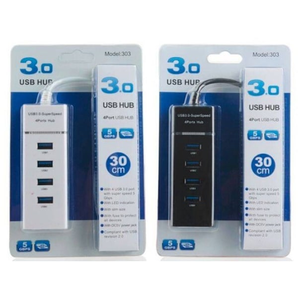 USB 3.0-Hubb - 4-Portar Vit