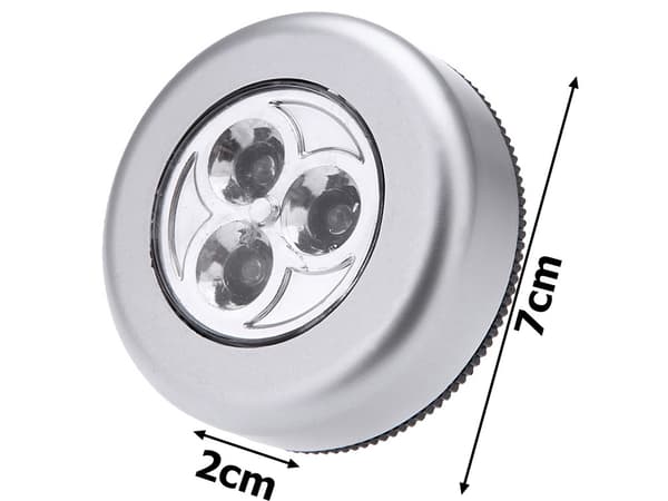 Trådlös touch-belysning med 3 LED-lampor för skåp Silver