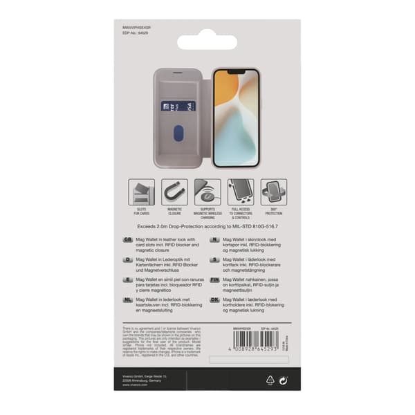 Vivanco Mag Wallet Plånboksfodral iPhone 17e/16e Greige