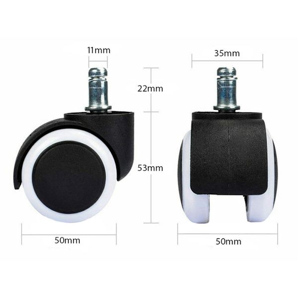 5-Pack Hjul till Kontorsstol - 11 mm Svart
