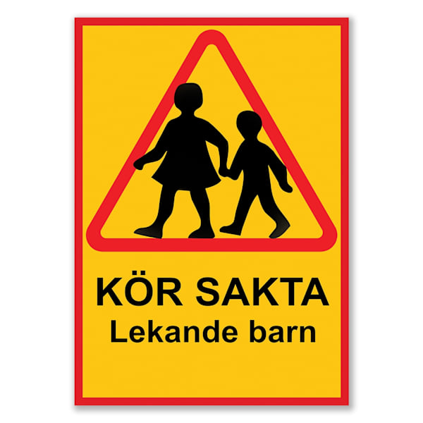 Pysäköintimerkki / Pysäköintivaroitusmerkki / Liikennemerkki MultiColor 21x30 - KÖR SAKTA lekande barn