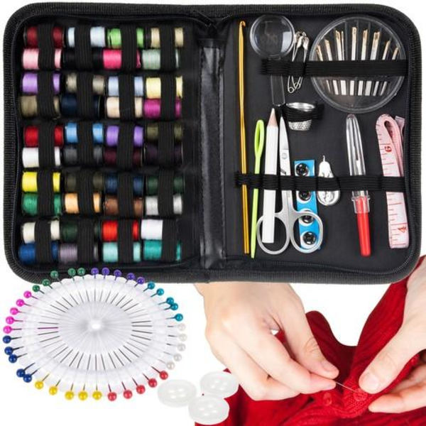 Ompelusarja, jossa Lankaa, neuloja, sakset ym. - 128-osainen Multicolor