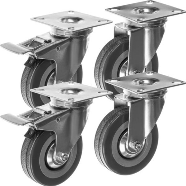 Svingbare hjul med bremse / transporthjul - 4 stk