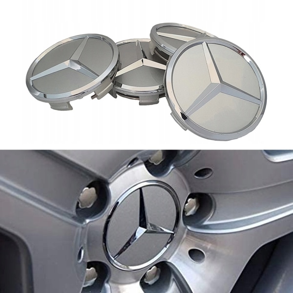 4-Pack - Mercedes-Benz Navkapslar / Hjulnav Emblem - Bil