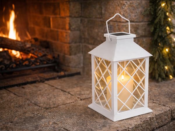 LED lykta dekorativ solcell White