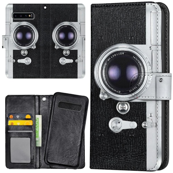 Samsung Galaxy S10e - Plånboksfodral/Skal Retro Kamera