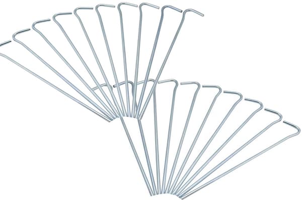 Tälthögar semester ankarstift stål 18cm 20st krok- och öglepinnar