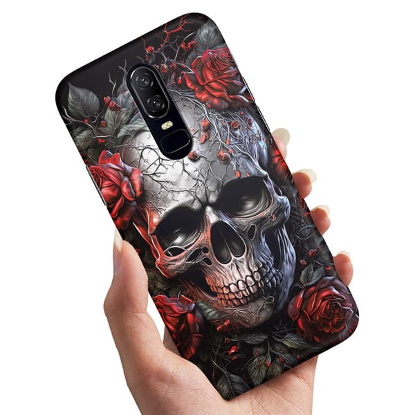 Deksel / Mobildeksel til OnePlus 7 Pro - Skull Roses