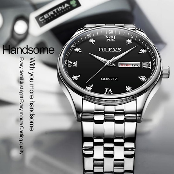 Quartz Ur / Armbåndsur - Vandtæt – Sort Black