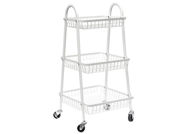 Förvaringshylla med hjul 3 plan metall White