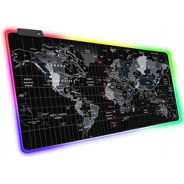 LED Gaming Musematte - Verdenskart - 80x30cm - RGB Multicolor