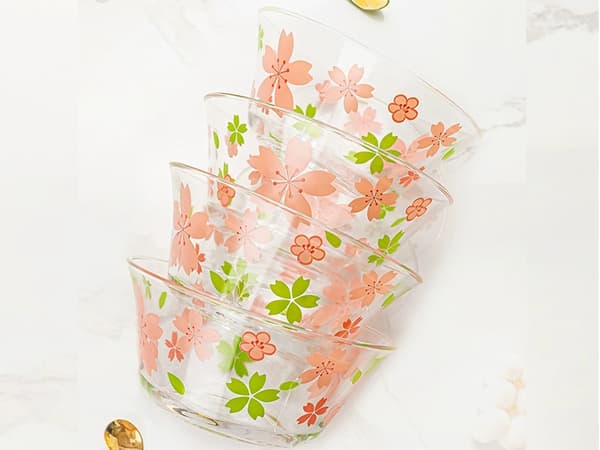 Middagsservis 6-delar - Skålar, muggar, glas i blomdesign