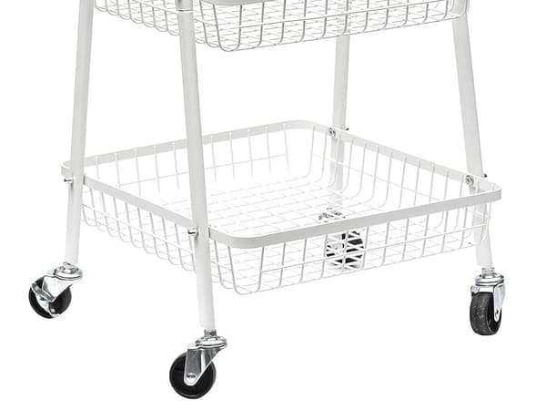 Förvaringshylla med hjul 3 plan metall White