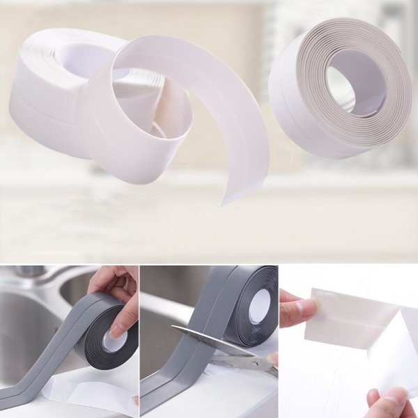 Forseglingstape til køkken & badeværelse / Tape (22mm x 3,2m) - Grå Grey
