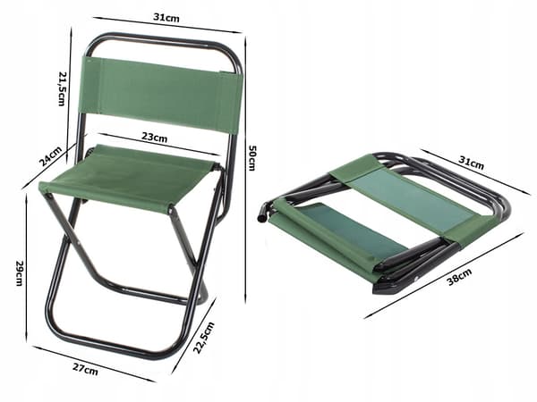 Fällstol - Campingstol med Ryggstöd Green