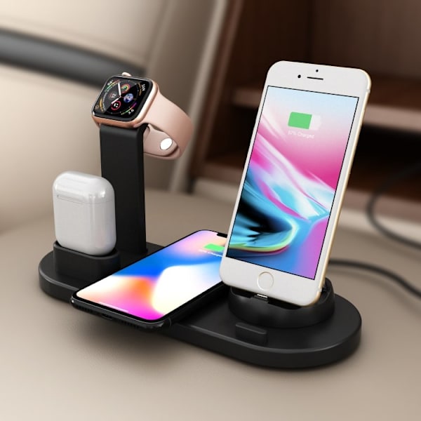 Ladestasjon for mobil, Apple Watch og AirPods - induksjon Black