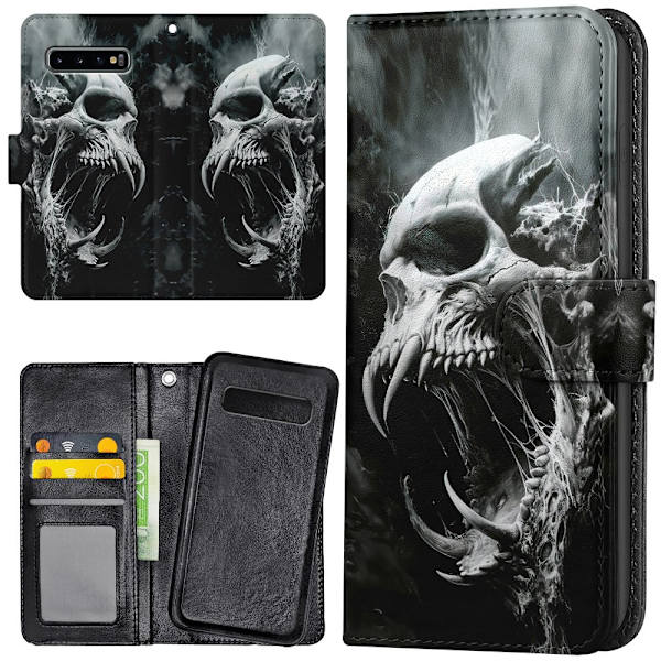 Samsung Galaxy S10 Plus - Lommebok Deksel Skull