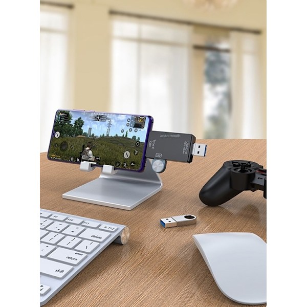 Kortläsare SD/MicroSD/TF - USB 2.0 / USB-C Adapter - OTG