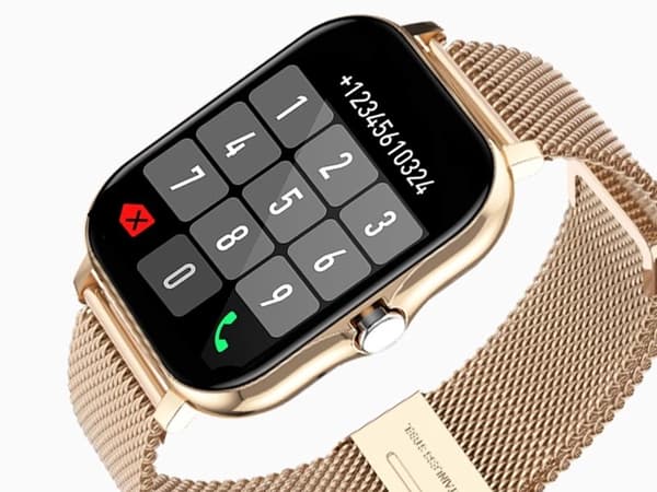 Smartklocka dam herr gummiarmband sport Bluetooth-samtal guld Gold