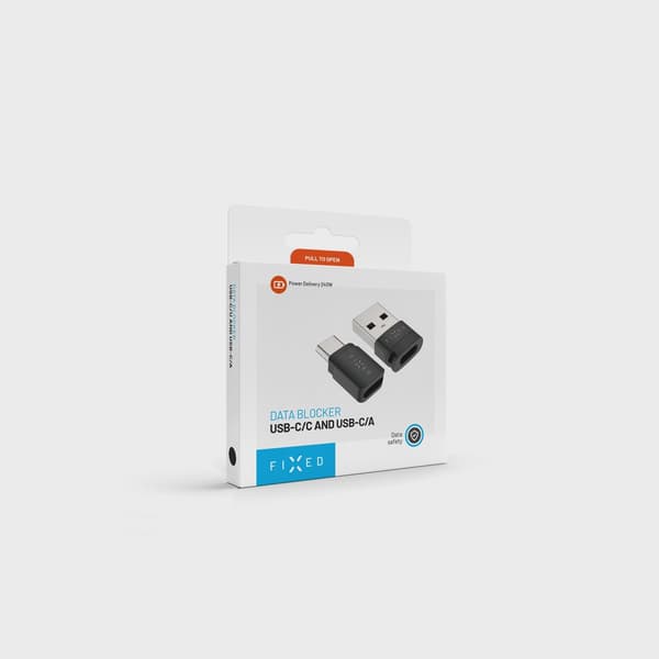 FIXED Data Blocker 2in1 USB-A & USB-C 240W för säker laddning Svart