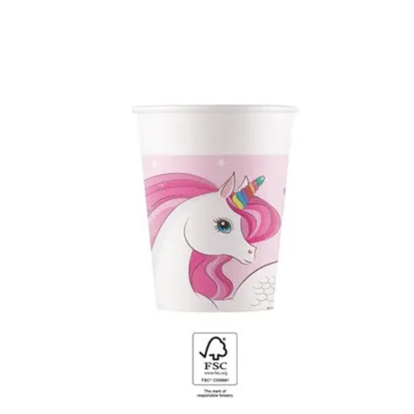 Unicorn Regnbågsfärger Pappersmuggar 8 st 200 ml FSC