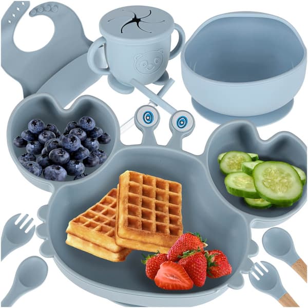 Barnservis Silikon - 9-delar Blue