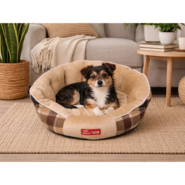 Hundbädd mjuk fluffig small medium Beige