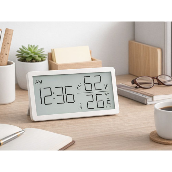 Digital termometer hygrometer med klocka