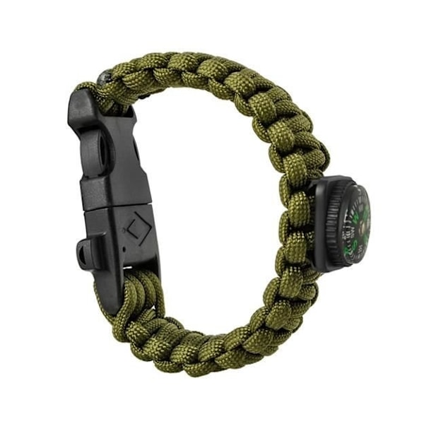 Paracord Armband / Överlevnadsarmband – 5-i-1 funktioner Grön
