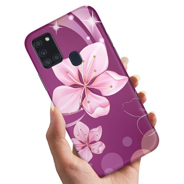 Samsung Galaxy A21s - Cover/Mobilcover Hvid Blomst