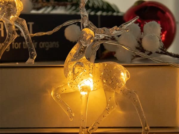 Julren ljusslinga - 10 LED med glitter