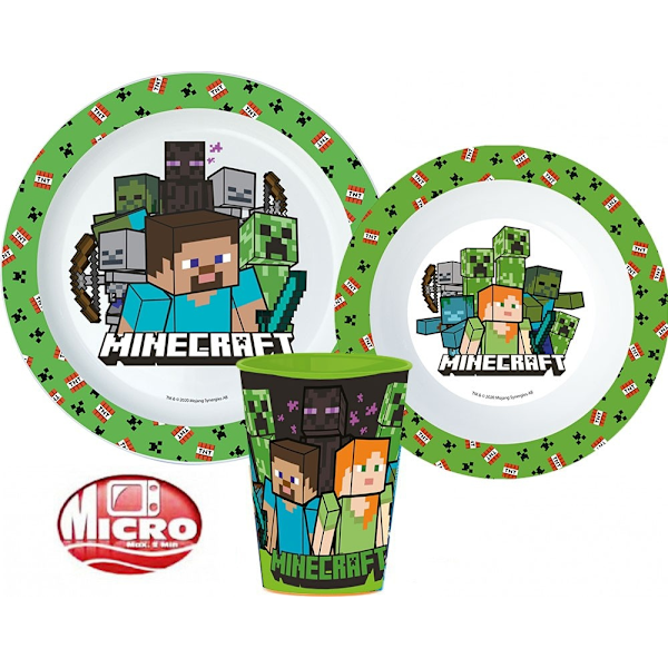 Minecraft middagsset, mikropolyset, mugg 260 ml