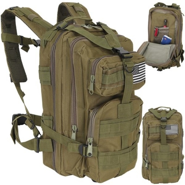 Militärväska / Ryggsäck i Nylon - 26 Liter Grön