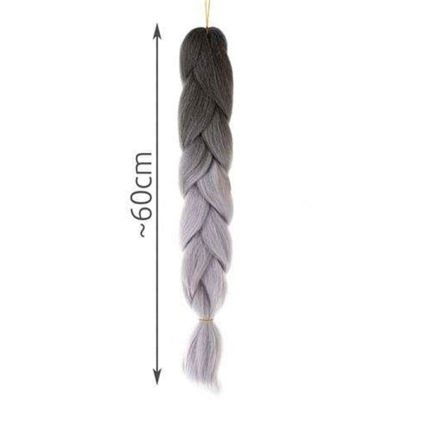 Jumbo Braid / Löshår Hårfläta - 60 cm MultiColor Svart/Grå