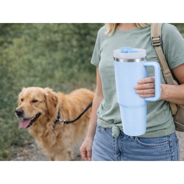 Termosmugg 1.2 L med sugrör Blå