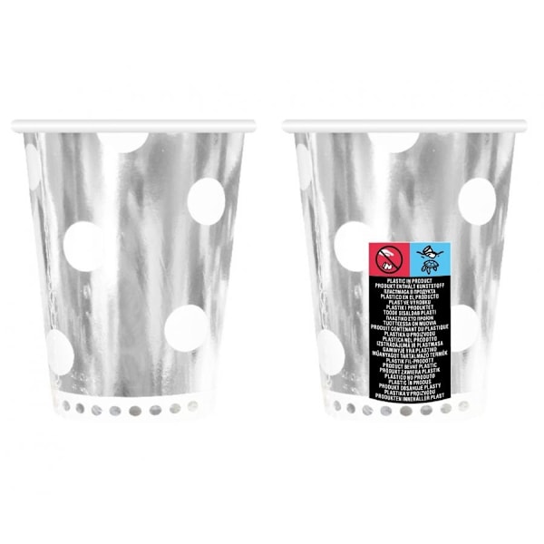 B&C Silver Pappersmuggar med Polkadots – 6 stycken, 266 ml