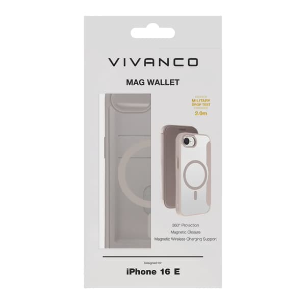 Vivanco Mag Wallet Plånboksfodral iPhone 17e/16e Greige