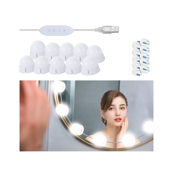 10st LED-lampor till Sminkspegel Sminkbord - Fäst runt spegel