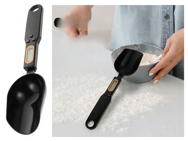 Köksvåg elektronisk LCD digital precisionsvåg sked manuell Svart