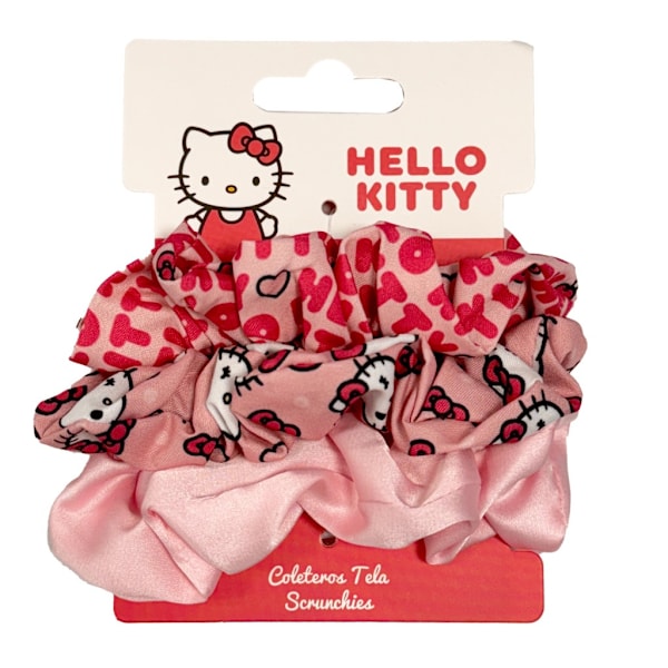 Hello Kitty Scrunchie-set med 3 hårsnoddar