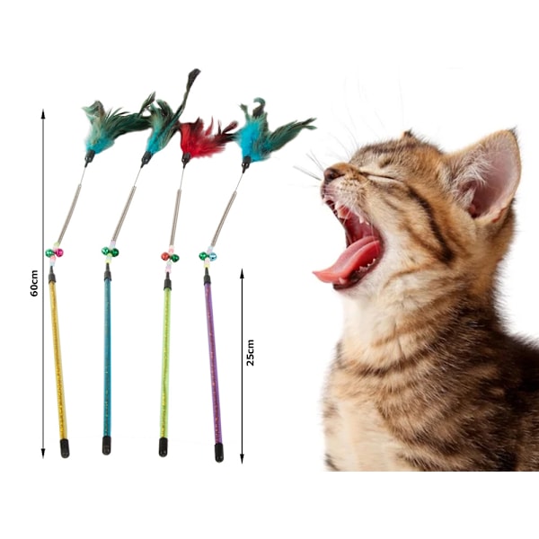 Kattleksak på Pinne - Fjäder & Bjällra - Leksak för Katt