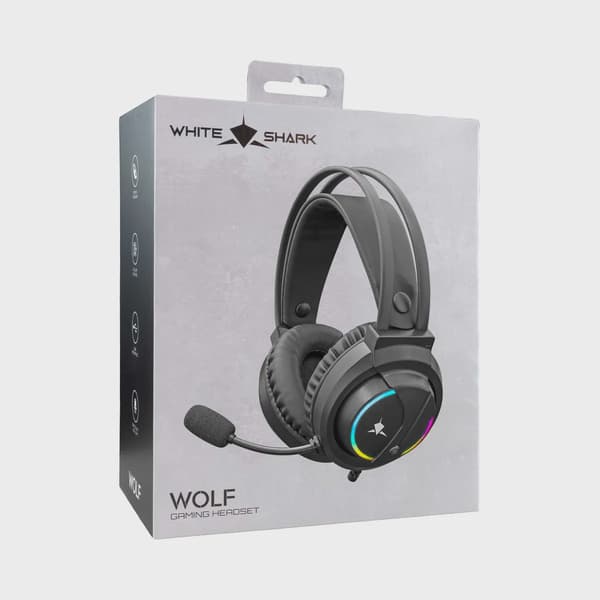 White Shark WOLF On-Ear Gaming Headset Svart