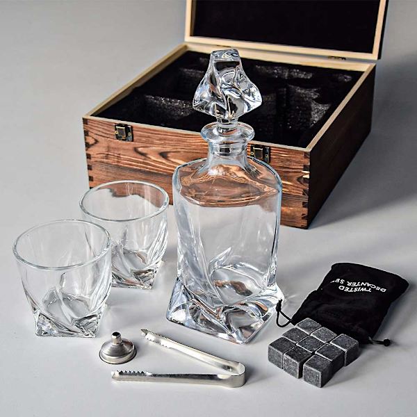 Twisted Karaff Set - Whiskeyglas & Whiskystenar - Whiskey Transparent